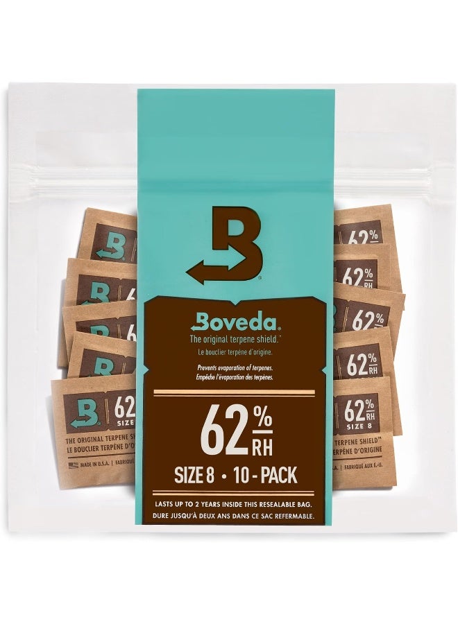 Boveda 62% Rh 2-Way Humidity Control | Size 8 In 10-Count Resealable Bag - Image 1